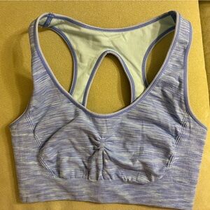Aerie Heather Blue Sports Bra M Open Racerback Stretch Activewear Sports Leisure